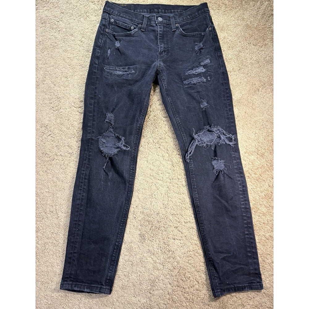 Levis Strauss 531 Jeans Men 33x32 Distressed Black Straight Leg Grunge